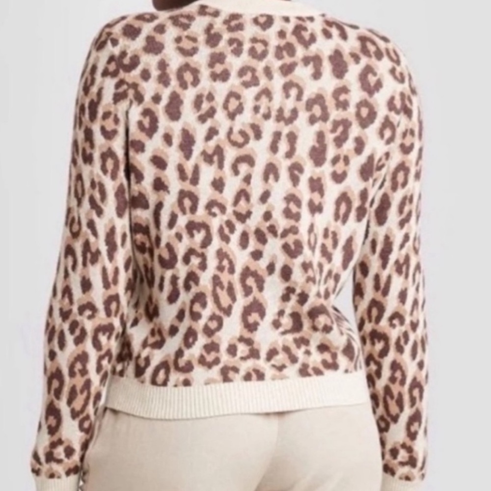 NWT A New Day Camel & Brown Leopard Print Crew Neck Sweater - Picture 4 of 16